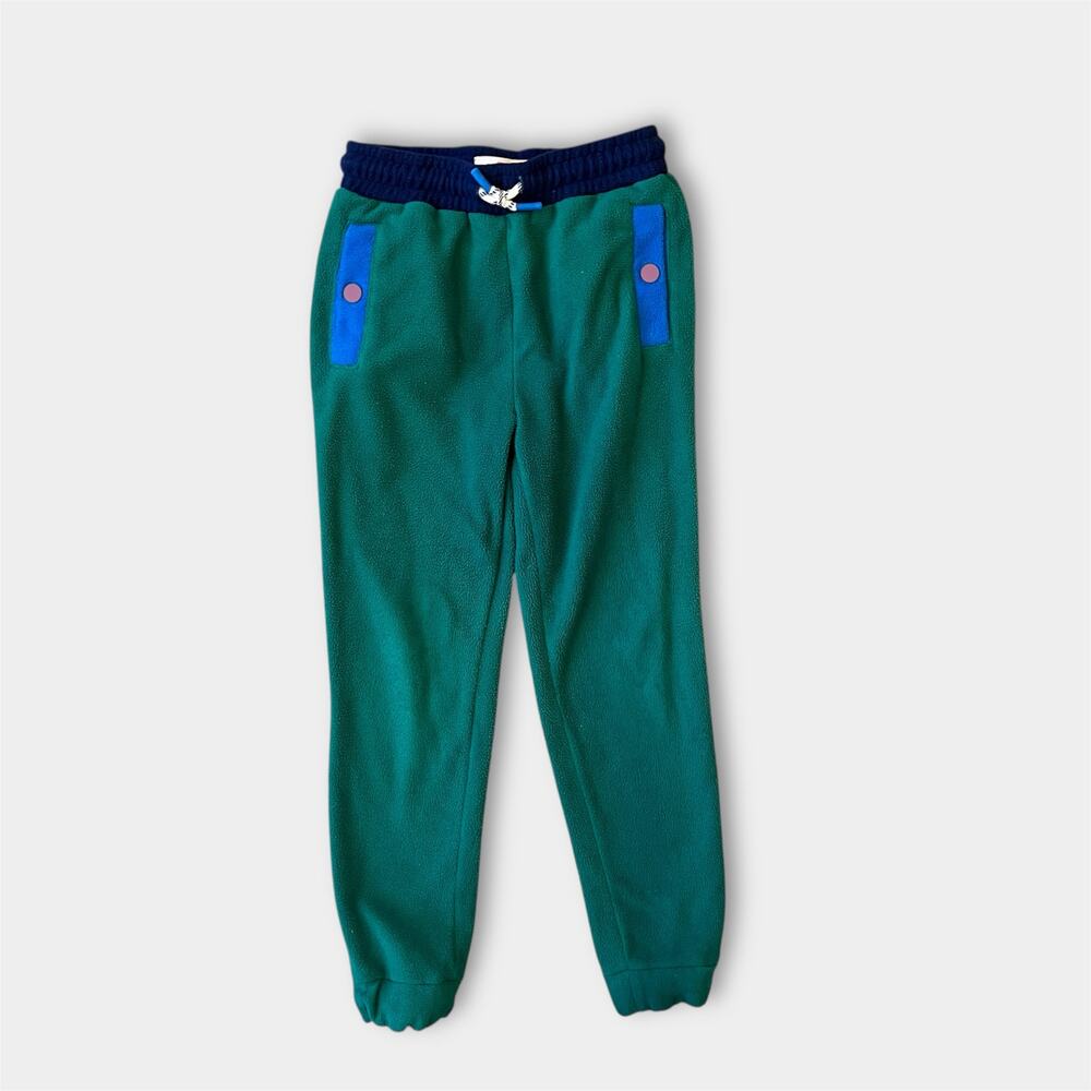 Mini Boden Cosy Fleece Joggers Green Blue 7-8